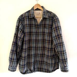 Carbon 2 Cobalt Sherpa Lined Blue Flannel Long Sleeve Shirt Jacket Size Large